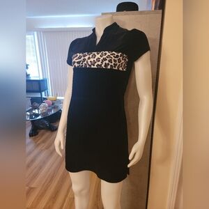 Intend Velvet Snow Leopard Print Mini Dress Medium y2k